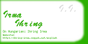 irma ihring business card